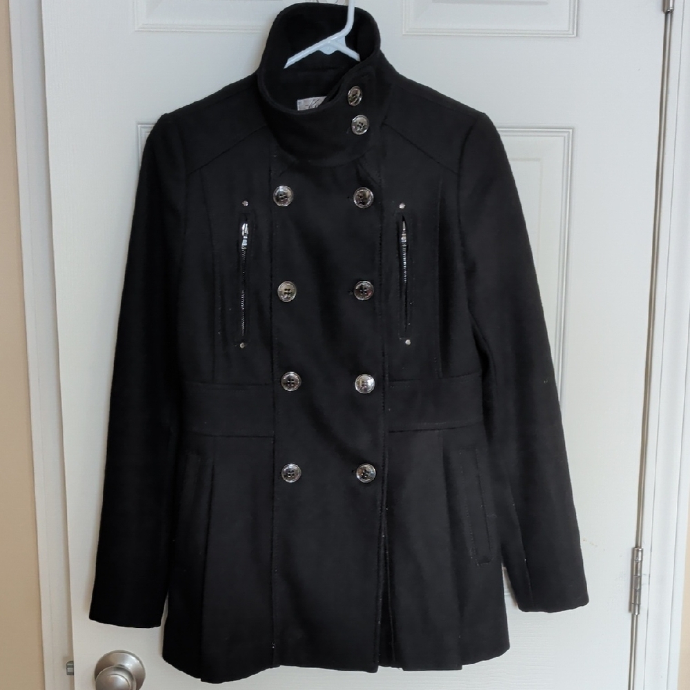 Kenneth Cole Black Double-Breasted Pea Coat